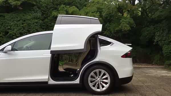 酷炫 特斯拉model x鹰翼门自动开合展示