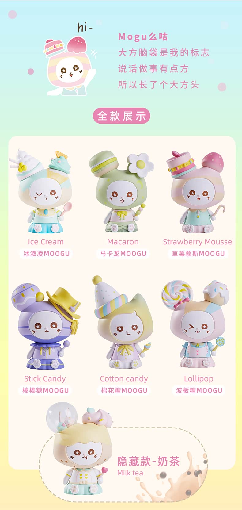 loz盲盒甜品系列美食猫 盲盒公仔徽章娃娃潮玩桌面摆件 7003美食猫/单